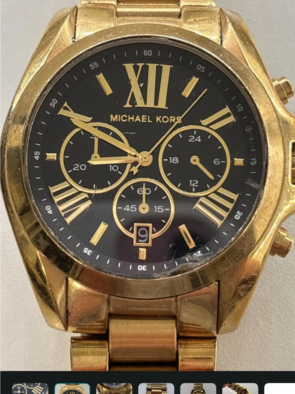 michael kors bradshaw chronograph watch - gold and black - parts/repair